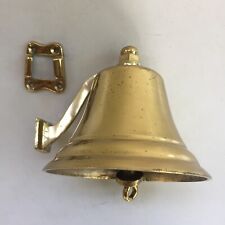 Vtg Solid Brass Ships Bell Perko? School Dinner Farm Nautical Wall Mount picture