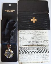 Antique 1909 33 Degree Mason Shriners Medal & Certificate With Original Pouches picture