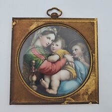 Antique Framed Print Madonna della Sedia Framed Litho Lithographic Beveled picture