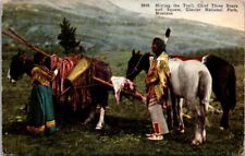 HITTING THE TRAIL, CHIEF THREE BEARS AND SQUAW Postcard picture