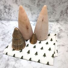 Nordstrom Gold & Wooden Christmas Tree & Heirloomed Tea Towel Decor Set	 picture