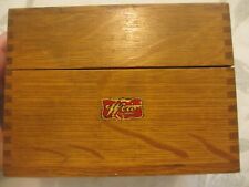 Vintage Weis Wooden Recipe Box Brass Hinges. picture