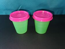 Tupperware Tupper Minis Midgets Set of 2 Green with Pink seal picture