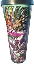 STARBUCKS Tropical Series Floral HAWAII Teal Tumbler 24oz Flowers Floral 2017 picture