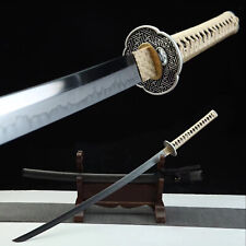 Katana Japanese Samurai Sword Full Tang Clay Tempered T10 Steel Razor Sharp picture