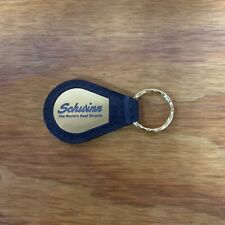 SCHWINN BICYCLE KEY CHAIN GOLD BLACK LEATHER THE WORLD'S BEST BICYCLE NOS picture