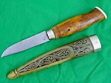 EXCEPTIONAL ANTIQUE NORWEGIAN SCANDINAVIAN KNIFE DAGGER BLADE hand carved puukko picture