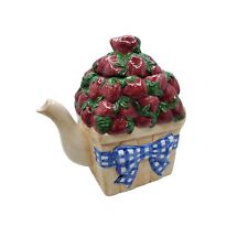 vintage cic peggy jo ackley basket of strawberries porcelain cookie jar picture