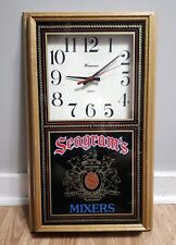 Vintage Seagram's Mixers Wood Wall Clock Great Condition Tested 12