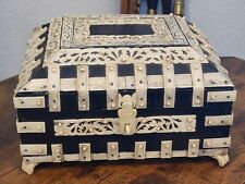 Decorative Antique Large Anglo-Indian Vizagapatam Footed Box, See Video picture