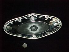 RARE ANTIQUE CUT CRYSTAL BOWL w/ STERLING SILVER OVERLAY FLORAL DESIGN 12.5