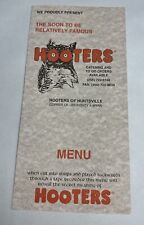 Vintage Menu Hooters Of Huntsville Alabama  2001 Closed Location. picture