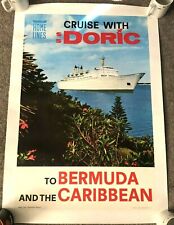 Original Cruise Line Poster Home Lines SS Doric Ship Bermuda Caribbean Vintage picture