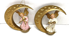 2 Vintage Art Plastics Angel Ornaments Made in British Hong Kong 1950s 2