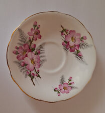 Vintage Clarence Bone China  Saucer Pink Wild Rose Flowers Ferns Gold Edge picture
