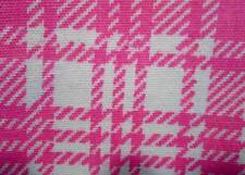 Vintage Fabric Cotton HOUNDSTOOTH Hot Pink White Plaid Medium Weight 45x144 picture