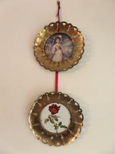 Vintage Round Brass Butterfly Motif Wall Pictures Frames Made In England 6 In picture
