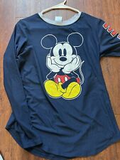 DISNEY Mickey Mouse Graphic Blue T-Shirt Juniors Size SMALL 3/5 Long Sleeve picture