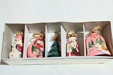 Vintage Handpainted Wooden German Christmas Ornaments  In Original Box picture