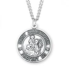Stylish Saint Christopher Round Sterling Silver Medal Size 1.1in x 0.9in picture