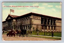 Chicago IL-Illinois, Art Institute, Avenue, Adams Street Vintage c1911 Postcard picture
