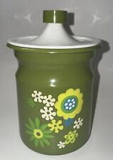 Vintage Kromex Tin Aluminum Canister Container  70s Mod Flower Power picture