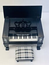 Muffy VanderBear Black Music Box Piano With Bench Works Collectible Vintage B60 picture