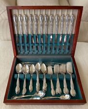 VINTAGE WILLIAM ROGERS SILVERPLATED FLATWARE SET-109-Piece-Victorian Rose Design picture