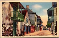 Charlotte Street in St. Augustine Florida 1938 Vintage Linen Postcard B25 picture