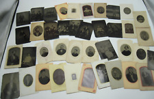 Large Lot of 40 Antique Tintype Photos Individual & Group Portraits picture