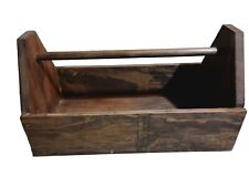 Rustic Hand Made Wooden Carpenter Tool Box Carved Sturdy picture