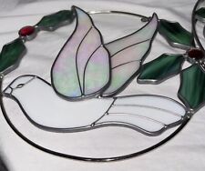 Stained Glass Lot Christmas Santa Bells Dove Holly 8” Set Of 3 picture