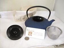 Japanese Style Tetsubin 27oz Round Dk Blue Cast Iron Teapot with New Infuser Boo picture