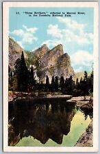 Vtg California CA Three Brothers Merced River Yosemite National Park Postcard picture