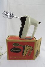 Vintage Sunbeam Mixmaster 3 Speed White Hand Mixer Model H - Complete With Box picture