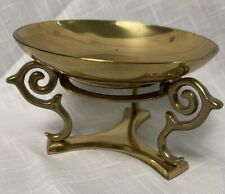 VTG Brass Incense Plate Candle Burner With Footed Holder 6 PP India 1992 picture