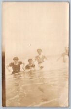 RPPC HIGHLANDS NEW JERSEY Nonnenbacher Family Washed Out Swimming Water Postcard picture