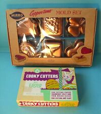 Awesome NOS LOT of Vtg 50s  COPPER-TONE Jello Mold Set & 6 EASTER Cooky CUTTERS picture