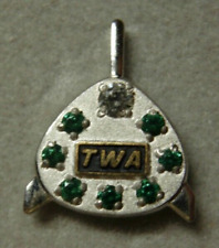 TWA 8 Stone Long Service Pin - White Gold Filled In Box - Trans World Airlines picture