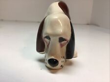 Vintage Figurine,  Bloodhound Hound Dog Ceramic,white,brown Black  Figure Japan picture