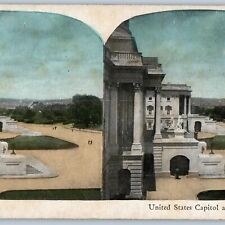 c1900s Washington DC US Capitol Plaza Building Stereoview Birds Eye Colored V35 picture