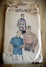 1940's-50's Vintage Sewing Pattern Men's Shirt Front Yoke Buttons Size M 38-40 picture