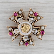 Sigma Nu Snake Badge 10k Gold Pearl Ruby Vintage Fraternity Pin picture