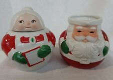 Vintage Santa & Mrs. Claus Creamer & Covered Sugar Bowl Set Avon 1983 picture