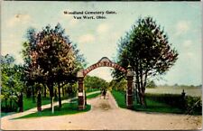 Vintage Postcard Woodland Cemetery Entrance Gate Van Wert Ohio OH 1912      V719 picture