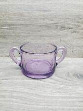 Antique Amethyst Puple Etched Glass Sugar Bowl Double Handled Dish  picture