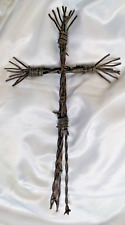Vintage Barbed Wire Rustic Western Country Farmhouse Decor Christian Cross picture