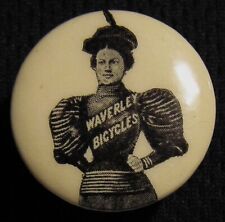1890's WAVERLY BICYCLES CYCLING ADVERTISING BUTTON STUD PIN - WHITEHEAD & HOAG picture