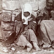 Antique 1897 Beggars Have Lost Their Limbs Leprosy Stereoview Photo Card P1981 picture