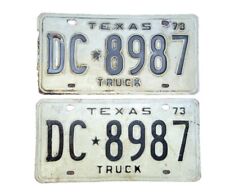 Vintage Antique Pair Set 1973 Texas Truck license plates DC-8987 picture